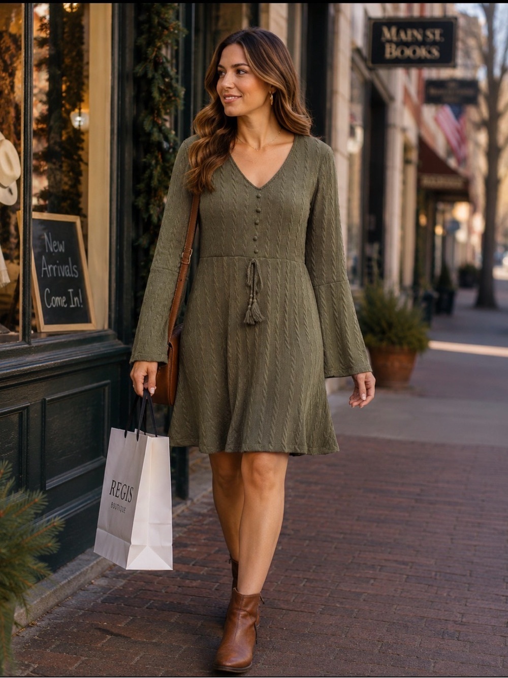 Max + Ash Olive Boho Mini Dress M NWT Cottagecore Prairie Fall Festival